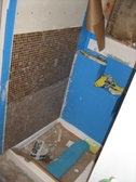 Self adhesive water proof membrane shower stall prep for tile