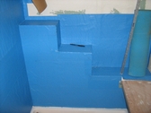 Self adhesive water proof membrane shower stall prep for tile