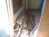 Plaster wall demolition, carbide blade wall cutting, cutting windows into wall, old growth hemlock sheathing