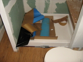 Self adhesive water proof membrane shower stall prep for tile
